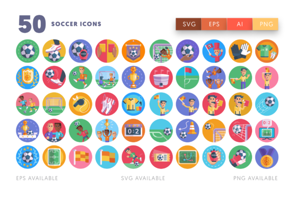 50 Soccer Icons Graphics for Digital Sellers and Product Creators