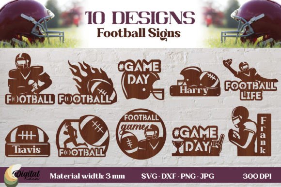 American Football Laser Cutting Signs Bundle