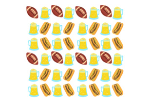 Beer, Football, Brat Pattern, Small for Crafts & Designs Amp