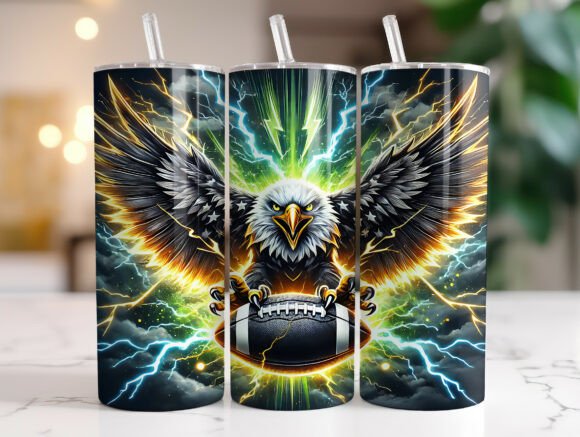 Eagles Football Mascot Tumbler Wrap Graphics for Digital Publishers