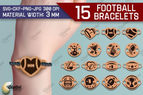 Football Bracelet Laser Cut Bundle for Laser Cutting Ornaments