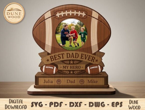 Football Dad Trophy Laser Cutting for Father S Day
