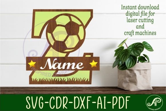Football or Soccer Monogram Z Letter for Laser Cutting Wall Decor
