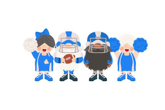 Gnome Cheerleaders Blue: Sports Crafts Design Review