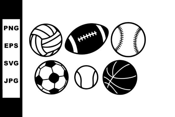 Graphics & Illustrations: Various Sports Balls Including Volleybal