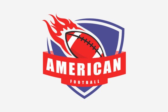 Rugby Ball Logo Vector Emblem with Fire Graphics and Logos
