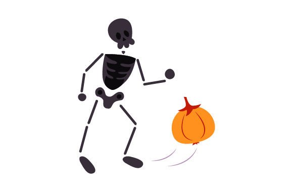 Skeletons Playing Football with Pumpkin