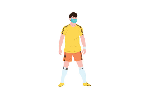 Soccer Player with Mask: Sports Crafts Asset for Modern Design